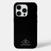 Monogram Elegant minimaal zwart-wit Case-Mate iPhone Case (Achterkant)