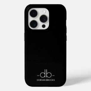 Monogram Elegant minimaal zwart-wit iPhone 15 Pro Case