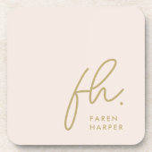 Monogram Elegant Minimalistisch Script Blush Pink Bier Onderzetter (Voorkant)