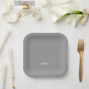 Monogram Elegant Modern 25-jarig Huwelijksjubileum Papieren Bordje