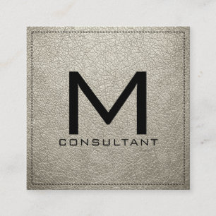 Monogram Elegant Modern Bone Leather Vierkante Visitekaartje