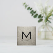 Monogram Elegant Modern Bone Leather Vierkante Visitekaartje (Staand voorkant)