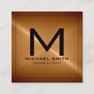 Monogram Elegant Modern Bronze Roestvrij Metaal Vierkante Visitekaartje