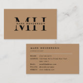 Monogram Elegant Modern Bruin Visitekaartje (Voorkant / Achterkant)