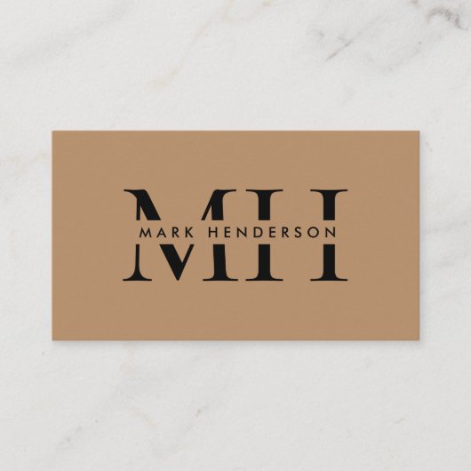 Monogram Elegant Modern Bruin Visitekaartje (Voorkant)