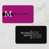 Monogram Elegant Modern Flirt & Black Visitekaartje (Voorkant / Achterkant)