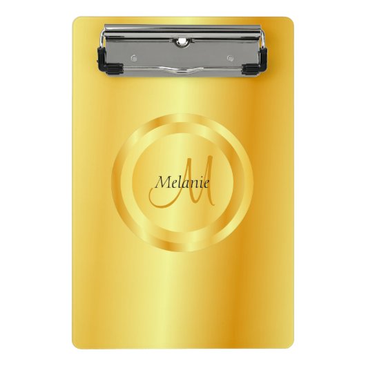 Monogram Elegant Modern Gold Kijk Sjabloon Mini Klembord (Voorkant)