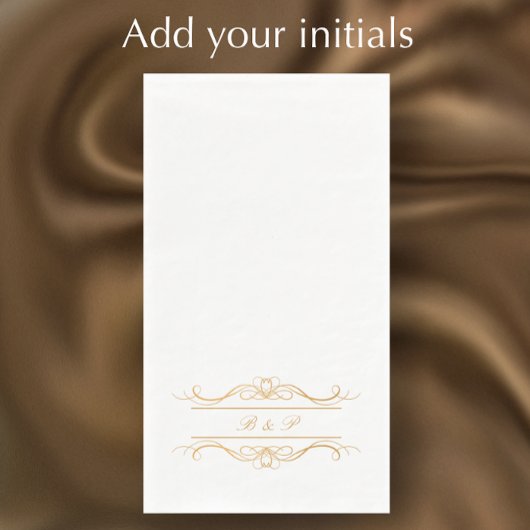 Monogram Elegant Modern Gold Swirl Script Wedding Servet