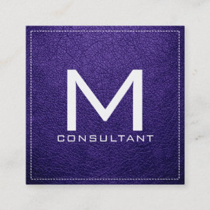 Monogram Elegant modern magenta Violet Leather Vierkante Visitekaartje