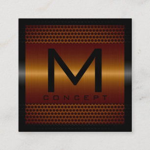Monogram Elegant Modern Metallic Koper Vierkante Visitekaartje