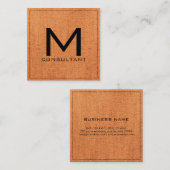 Monogram Elegant modern Oranje Canvas Vierkante Visitekaartje (Voorkant / Achterkant)