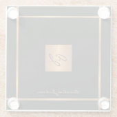 Monogram elegant modern zwart goud stijlvol glazen onderzetter (Achterkant)