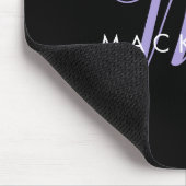 Monogram Elegant modern zwart lavenderscript Muismat (Hoek)