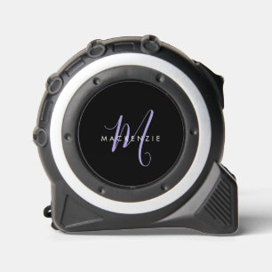 Monogram Elegant modern zwart lavenderscript Rolmaat