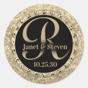 Monogram Elegant Names Gold Glam Seal Ronde Sticker