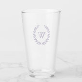 Monogram Elegant Navy Blue Classic Laurel Leaves Glas (Achterkant)