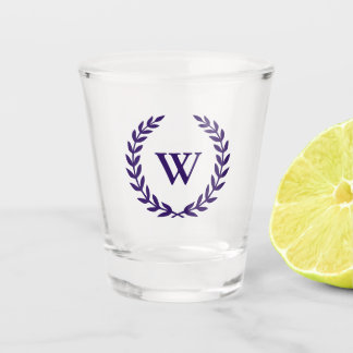 Monogram Elegant Navy Blue Laurel Wreatsic Classic Shot Glas