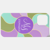 Monogram Elegant Paarse Groene Retro Zonnegolven Case-Mate iPhone Case (Achterkant (horizontaal))
