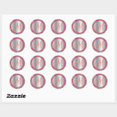 Monogram Elegant Pink en Silver Paisley Ronde Sticker (Vel)