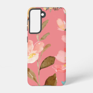 Monogram Elegant Pink Waterverf Samsung Galaxy Hoesje