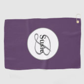 Monogram Elegant Plum Paarse Golf Towel Golfhanddoek (Horizontaal)