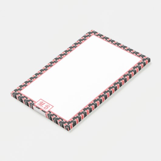 Monogram Elegant Red Drawing Pin Pattern Post-it® Notes (Schuin)