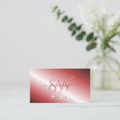 Monogram Elegant Red en Silver Sparging Diamonds Visitekaartje (Staand voorkant)