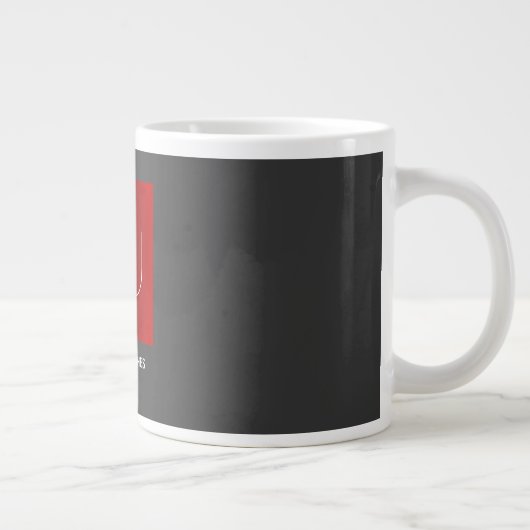 Monogram Elegant Rood Grijs Naam toevoegen Initial Extra Grote Beker (Rechts)