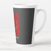 Monogram Elegant Rood Grijs Naam toevoegen Initial Latte Mok (Rechts)