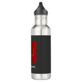 Monogram Elegant Rood Grijs Naam toevoegen Initial Waterfles (Rechts)