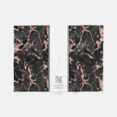 Monogram Elegant Roos Gold Black Marmer Fleece Deken (Voorkant (Horizontaal))
