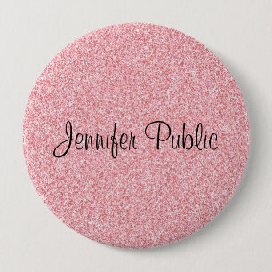 Monogram Elegant Roos Gold Glitter Kijk Sjabloon Ronde Button 4,0 Cm