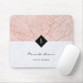 Monogram Elegant Roos Gold Grey Marble Mousepad Muismat (Met muis)