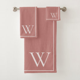 Monogram Elegant Rosy Bruin Minimalistisch Stijlvo Bad Handdoek