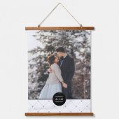 Monogram Elegant Round Lijst Foto Hangend Wandkleed (Voorkant)