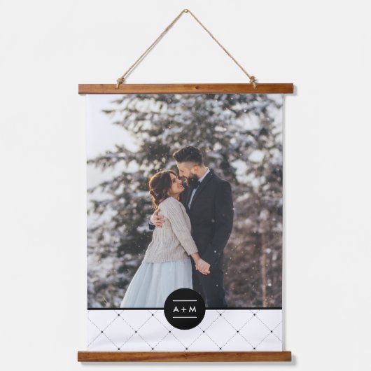 Monogram Elegant Round Lijst Foto Hangend Wandkleed (Voorkant)