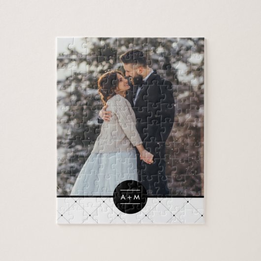 Monogram Elegant Round Lijst Foto Legpuzzel (Verticaal)