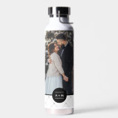 Monogram Elegant Round Lijst Foto Waterfles (Links)