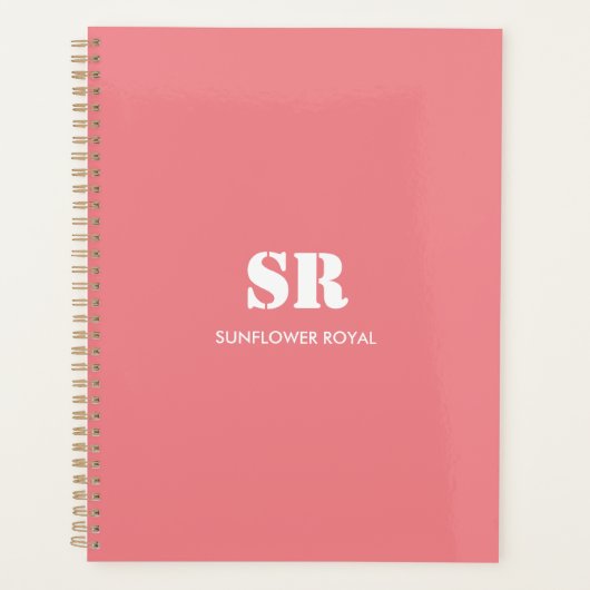 Monogram Elegant roze minimaal Planner (Voorkant)