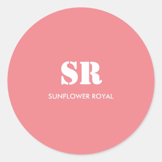 Monogram Elegant roze minimaal Ronde Sticker (Voorkant)