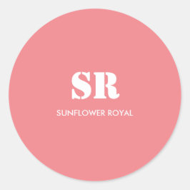 Monogram Elegant roze minimaal Ronde Sticker