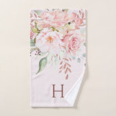 Monogram Elegant Roze Roze Pioen Bloemen Bad Handdoek (Handdoek)