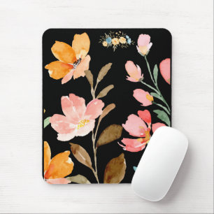 Monogram Elegant Roze Waterverf Muismat