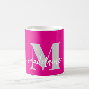 Monogram Elegant roze wit Koffiemok