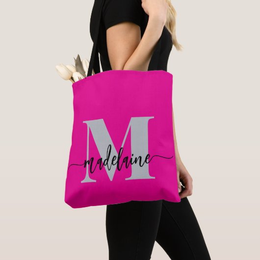 Monogram Elegant Roze Zwart Draagtas (Dichtbij)
