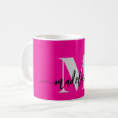 Monogram Elegant Roze Zwart Koffiemok (Voorkant links)