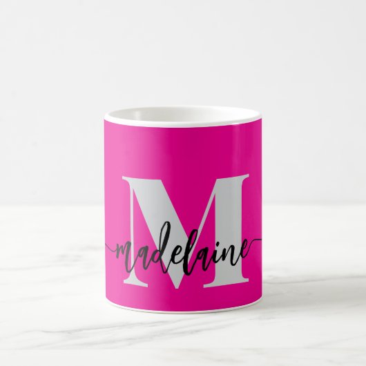 Monogram Elegant Roze Zwart Koffiemok (Center)