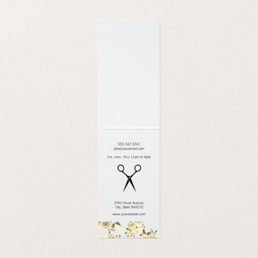 Monogram Elegant Rozen en Pattern Salon Shears Visitekaartjes (Binnenkant ongevouwen)