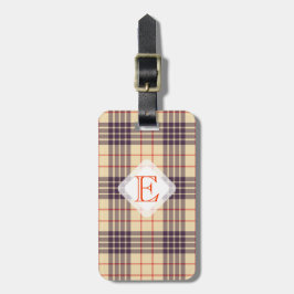 Monogram, elegant Schotse clan beige plaid tartan Bagagelabel