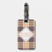 Monogram, elegant Schotse clan beige plaid tartan Bagagelabel (Achterkant verticaal)